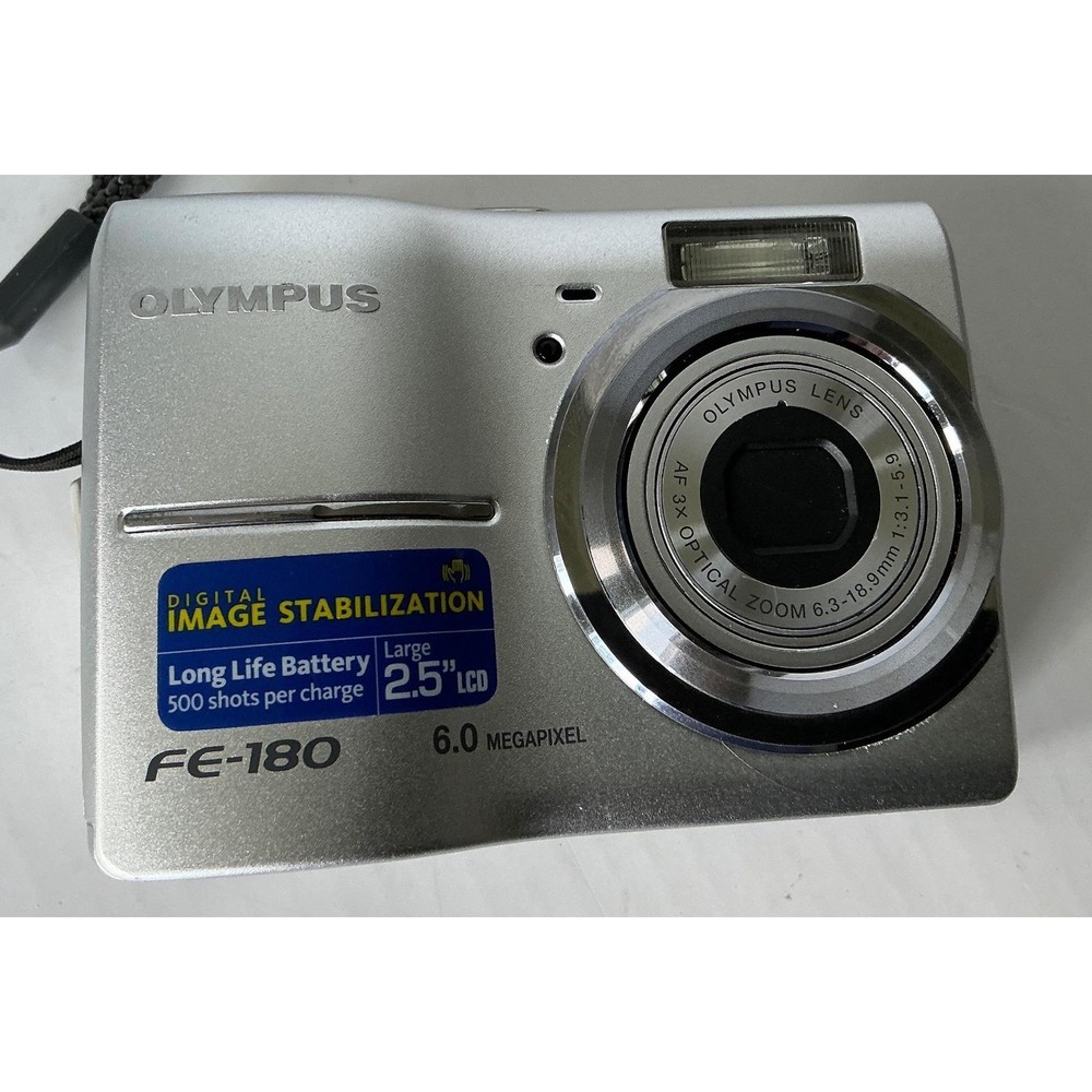 Olympus Y2K FE-180 Digital Camera‎ 6.0MP CCD Silver Point and Shoot Compact
